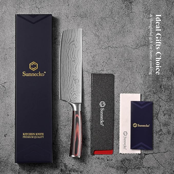 Sunnecko Japanese Nakiri Knife 7 Inch