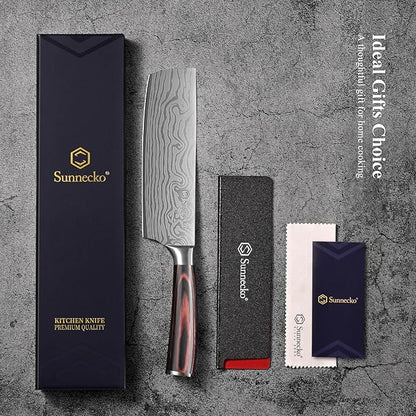 Sunnecko Japanese Nakiri Knife 7 Inch