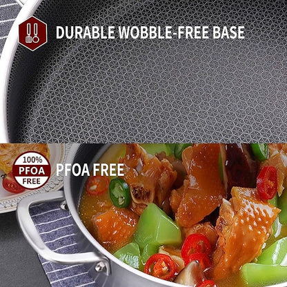 LOLYKITCH 6 QT Tri-Ply Stainless Steel Non Stick Sauté Pan