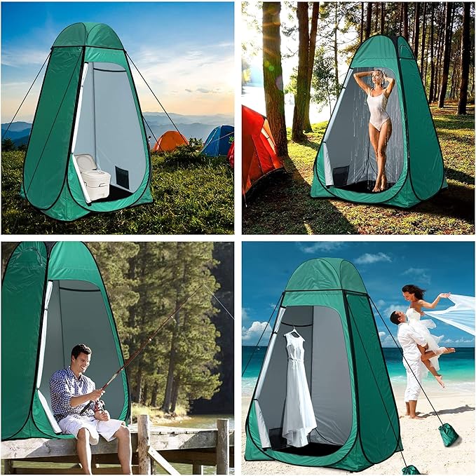 anngrowy Shower Tent Pop-Up Privacy Tent Camping Portable Toilet Tent Outdoor Camp Bathroom Changing Dressing Room Instant Privacy Shelters for Hiking Beach Picnic Fishing Potty, Extra-Tall, UPF 50+