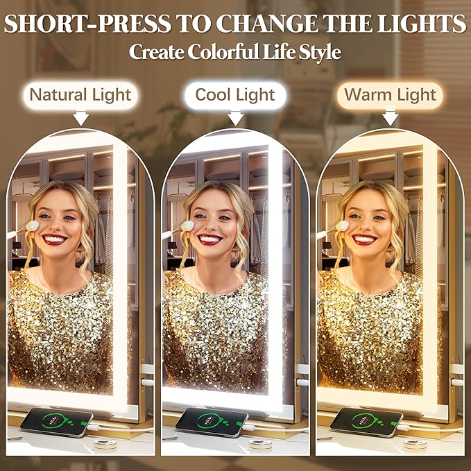 FENNIO Vanity Mirror with Lights 32"x22", Lighted Makeup Mirror, Large Vanity