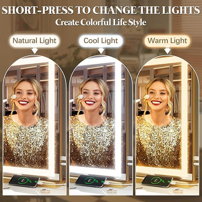FENNIO Vanity Mirror with Lights 32"x22", Lighted Makeup Mirror, Large Vanity