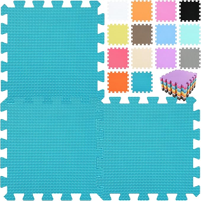 qqpp EVA Rubber 18 Tiles Interlocking Puzzle Foam Floor Mats - Baby Play Mat for Playing | Exercise Mat for Home Workout. Indigo naturalis (Dark Green). QC-Pb18N
