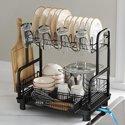 romision 2 Tier Compact Stainless Steel Dish Drainers Drying Rack