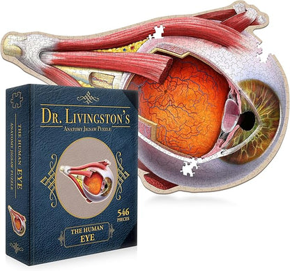 Dr. Livingston's Human Eye Anatomy Puzzle - A Medically Accurate Jigsaw Puzzle of The Human Eye - Educational Science Puzzles and Unique Gifts for Eye Doctors, Nurses and Medical Students