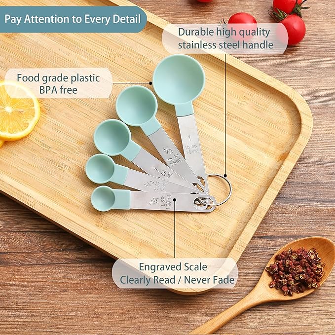 Measuring Cups and Spoons Set of Huygens Kitchen Gadgets 10 Pieces, Stackable