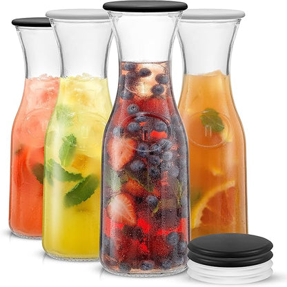 JoyJolt Glass Carafe with Lid, Iced Tea, Milk – Dishwasher Safe Beverage Drink
