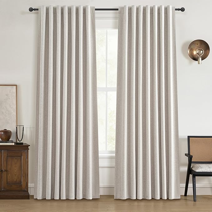 112 Inch Curtains 2 Panel Set Modern Decorative Dark Out Pleated Curtain