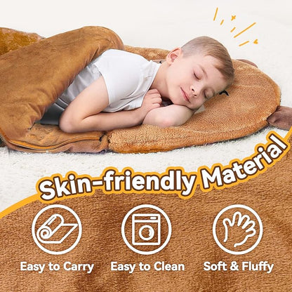 iPlay, iLearn Kid Sleeping Bag, Plush Capybara Slumber Bag, Toddler Girl Boy Nap Mat, 2 In 1 Brown Animal Pillow, Happy Travel Sleepover Daycare Preschool Birthday Gift for Age 3 4 5 6 7 8 10 12 Child