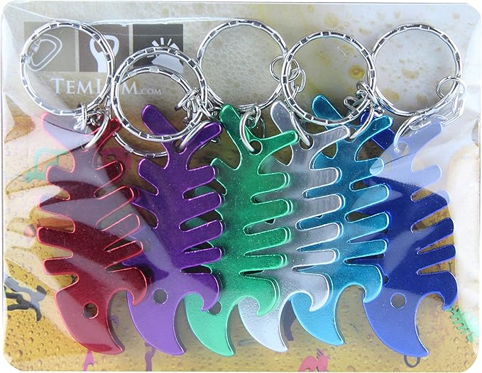 SWATOM Fish Bone 6PCS Bottle Opener Keychain Beer Openers Tool Key Chain Ring