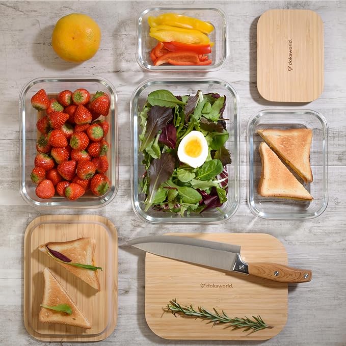 Set of 4 Stackable Space-Saving Nesting Glass Containers