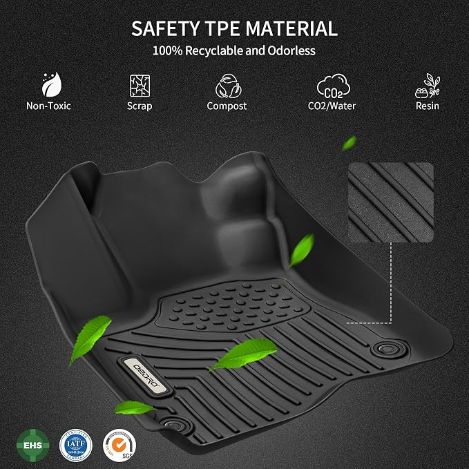 OEDRO Floor Mats for 2024-2013 Toyota 4Runner 7 Seater, Custom Fit TPE All-Weather 4Runner Car Mats Includes 1st, 2nd Row & 3rd Row Floor Liners, Black