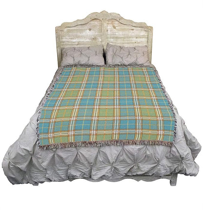 Pure Country Weavers Plaid Blanket Freshwater - Patterns Gift Tapestry Throw Woven from Cotton - Made in The USA (72x54)