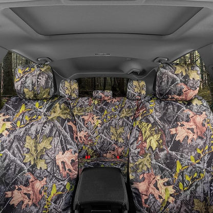 BDK Camo Car Seat Covers Full Set with Floor Mats – Complete Interior Protection Set, Realistic Green Forest Camouflage Pattern, Camoflauge Interior Accessories for Auto Truck Van & SUV