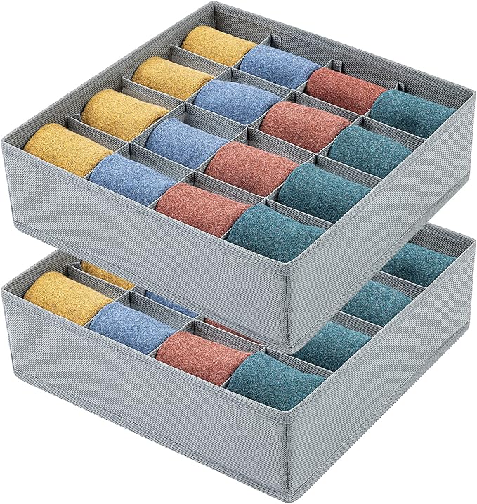 Joyoldelf Sock Drawer Organizer Divider Underwear Organizer 16-cell Fabric