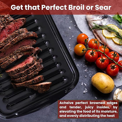 Broiler Pan for Oven Nonstick 16.75” x 13” Porcelain Nonstick Coated