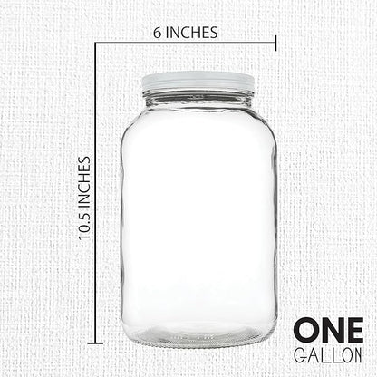 kitchentoolz Set of 3 One Gallon Large Glass Jar with Lid – Wide‑Mouth Gallon Mason Jar for Sun Tea, Pickling, Kombucha – 1 Gallon Glass Jug Made in USA
