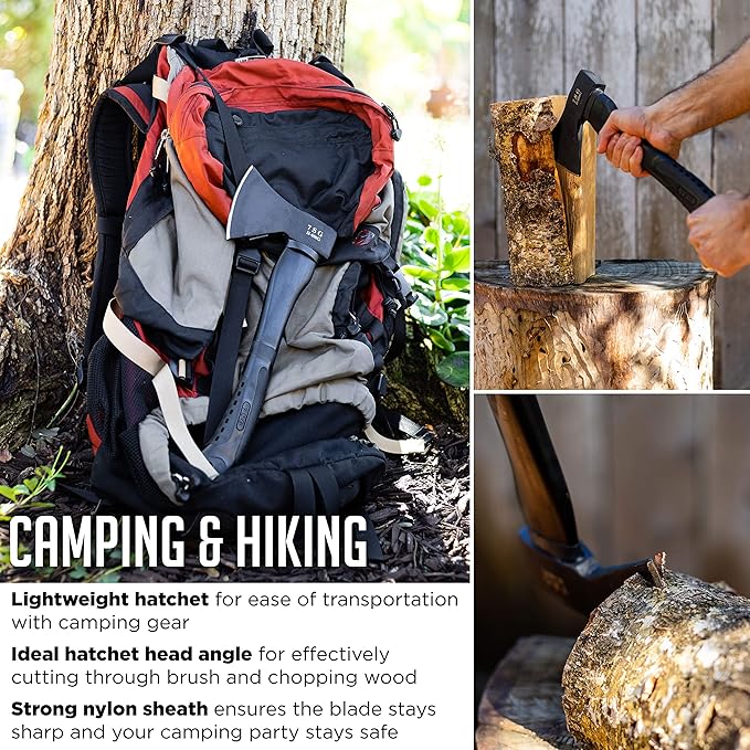 Camping Axe - Camping Hatchet with Sheath -Survival Throwing Axe - Survival Hatchets for Camping and Chopping Wood - Tactical and Survival Hatchet - Bushcraft Axe for Camping