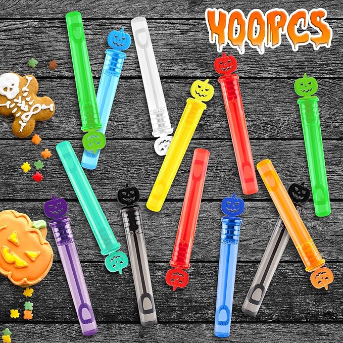 400PCS Halloween Party Favor, Halloween Bubble Wands for Kids, Halloween Trick or Treat Toys, Goodies Bag Fillers, Pinata Fillers, Mini Bubble Wands for Party Supplies