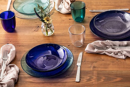 Fortessa Los Cabos 4-Piece Glass Dinner Plate Set – 10.5", Cobalt Blue