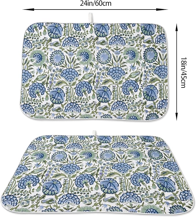 Floral Dish Drying Mat 18x24 Inches