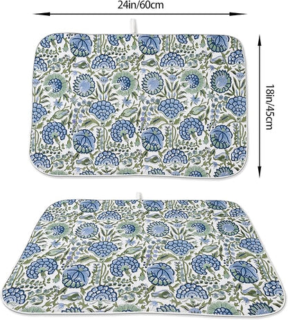 Floral Dish Drying Mat 18x24 Inches