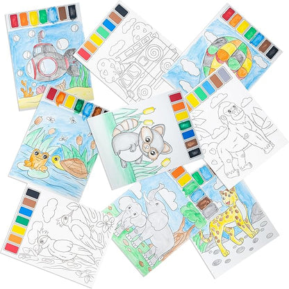 Imagination Works® Paint with Water Books for Kids, 3 Pack | Watercolor Coloring Book Set for Toddler Activities | Spillproof Kids Paint Palettes on Each Page (Jungle, Vehicles, Woodland)