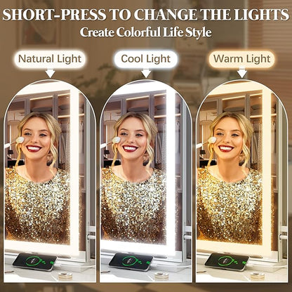 FENNIO Vanity Mirror with Lights 32"x22", Lighted Makeup Mirror, Large Vanity