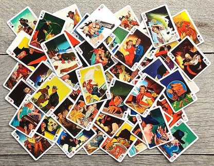 Mystery and Adventure Playing Cards (Poker Deck 54 Cards All Different) Vintage Hardboiled Detective Crime Action Comic Book Illustration Collection