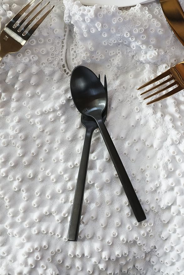 Fortessa Arezzo 18/10 Stainless Steel Flatware, 5 Piece Place Setting, Service for 1, Brushed Black - 5PPS-1656B-05