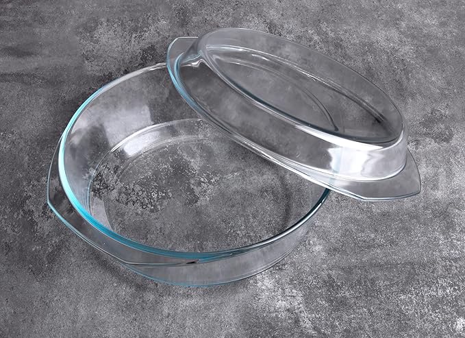 Round Tempered Glass Casserole Dish - 4QT