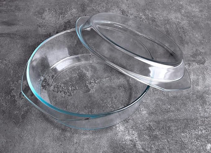 Round Tempered Glass Casserole Dish - 4QT