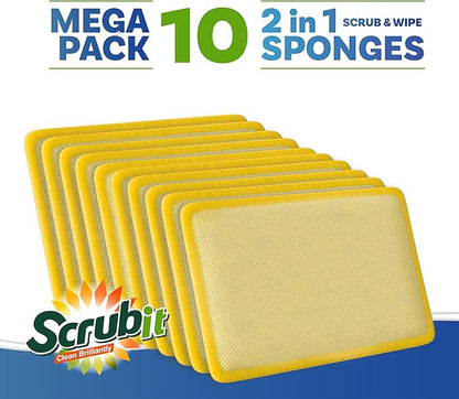 Scrub and Wipe Cleaning Pads – SCRUBIT Dual Sided Scouring Pad and Sponge