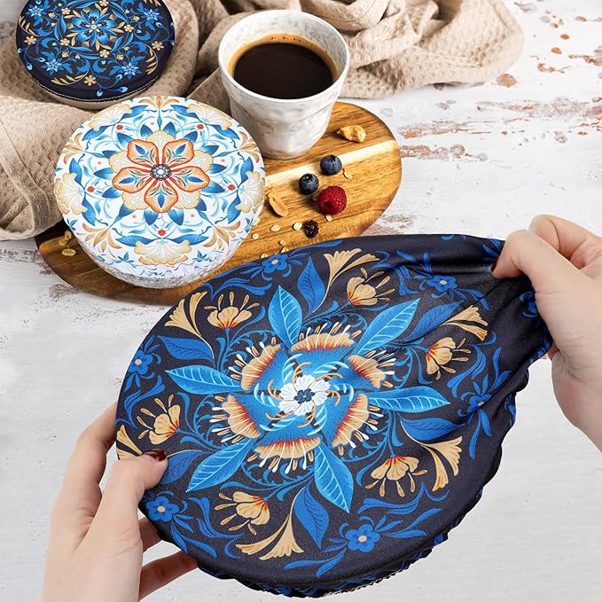 5 Pieces Bowl Covers Reusable, 5 Size Elastic Cloth Bowl Covers