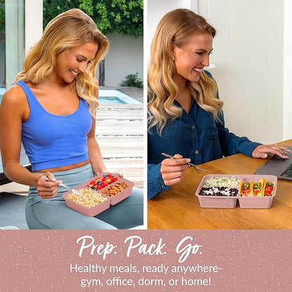 Bentgo Prep - 20-Piece 3-Compartment Reusable Meal Prep Containers with Lids, PFAS & BPA Free Materials, Durable, Microwave, Freezer, & Dishwasher Safe To Go Food Storage (Rosette Glitter)