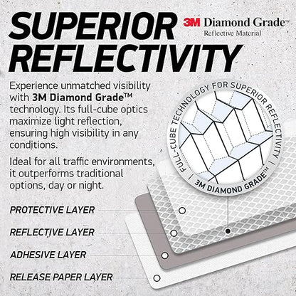 Reflective Safety Tape Stickers | 3M Diamond Grade | White | 1.2″ x 3.15″ | 20-Pack | Safety Warning Tape for Helmets, Cars, Mailboxes & More