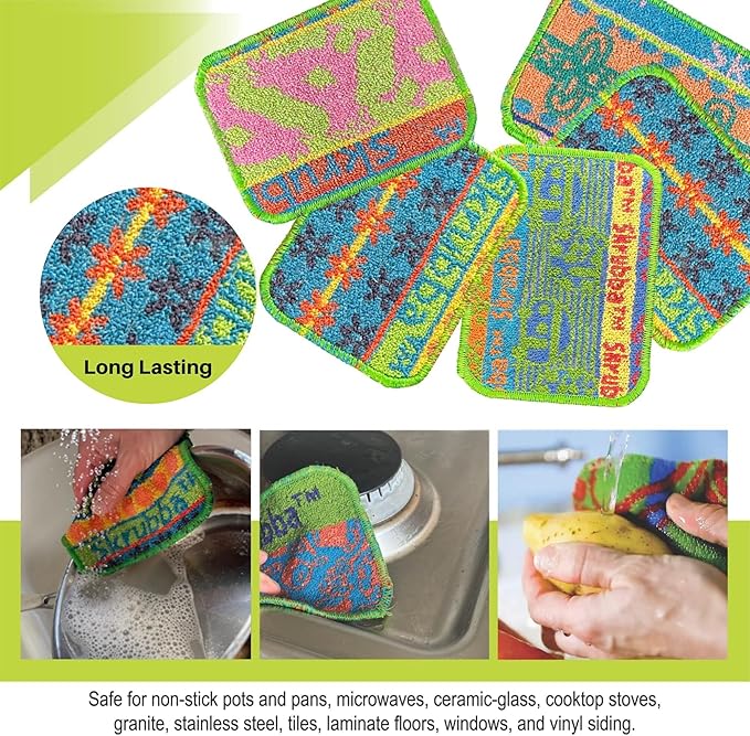 Wet-it! Skrubba 6-Pack Reusable Dish Scrubbers – Non-Scratch Scouring Pads
