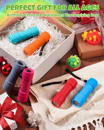 EverBrite 9-LED Flashlight 6-Pack Impact Handheld Torch Assorted Colors with Lanyard 3AAA Battery Included (Hurricane Supplies, Camping, Hiking, Emergency, Hunting)