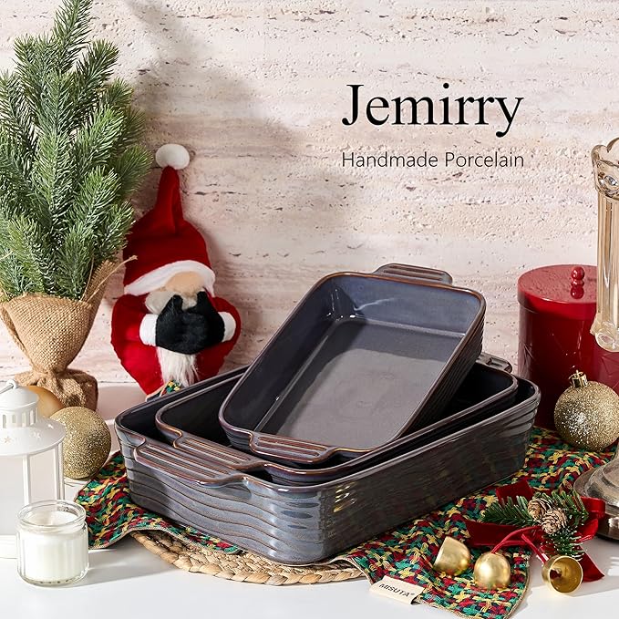Ceramic Baking Dish Set of 3, Casserole Dishes