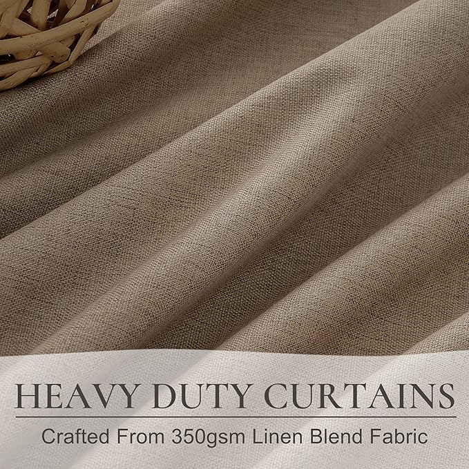 RustBrown Black Out 90 Inch Long Boho Curtains 2 Panel Set, Farmhouse Curtains