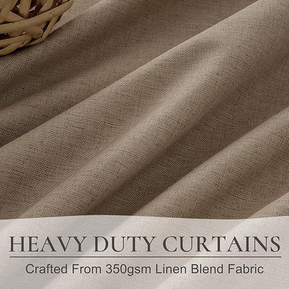 RustBrown Black Out 90 Inch Long Boho Curtains 2 Panel Set, Farmhouse Curtains