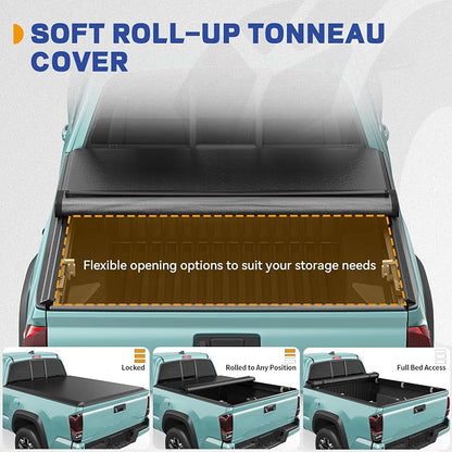 Soft Roll Up Truck Bed Tonneau Cover Fit for Chevy Colorado/GMC Canyon 2015-2022 6.2 ft Bed