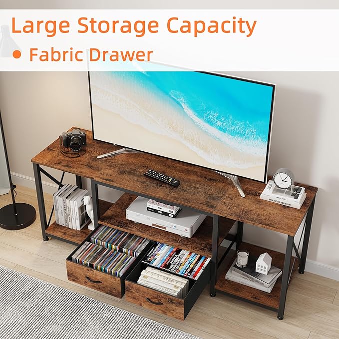 GYIIYUO TV Stand with Fabric Drawer