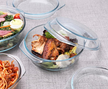 Set of 6 Pieces Round Tempered Glass Casserole Dish