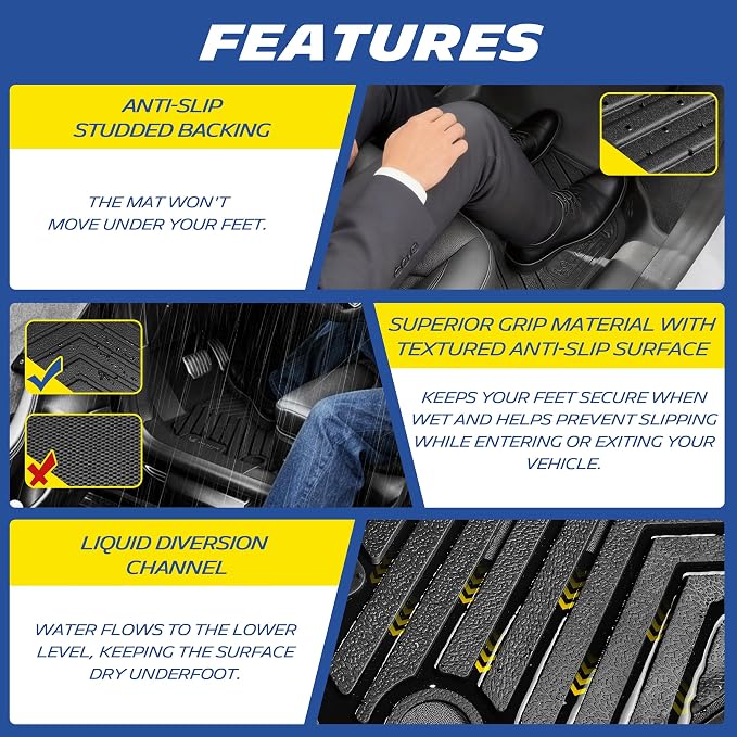 Michelin Floor Mats, All-Weather TPE Custom Fit Liner for 2021-2026 Ford Bronco 4-Door, Premier