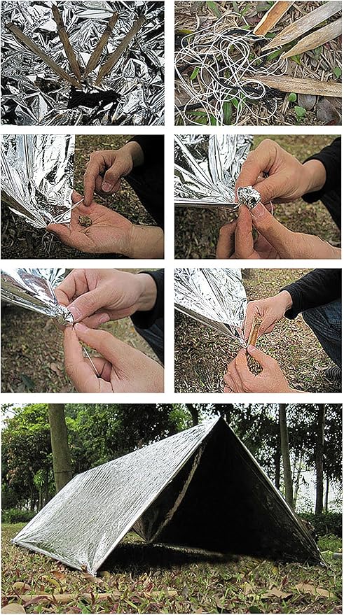 Emergency Foil Blanket, Survival Thermal Mylar Blankets Individually Packaged Perfect for Outdoors, Hiking, Survival, Marathons or First Aid (Silver (6 Pack))