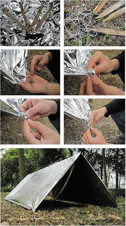 Emergency Foil Blanket, Survival Thermal Mylar Blankets Individually Packaged Perfect for Outdoors, Hiking, Survival, Marathons or First Aid (Silver (6 Pack))