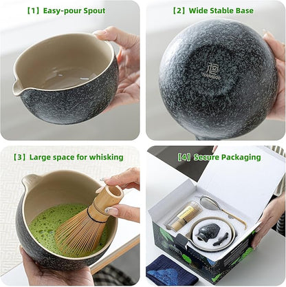 TEANAGOO Matcha Whisk Set Black, Matcha Kit