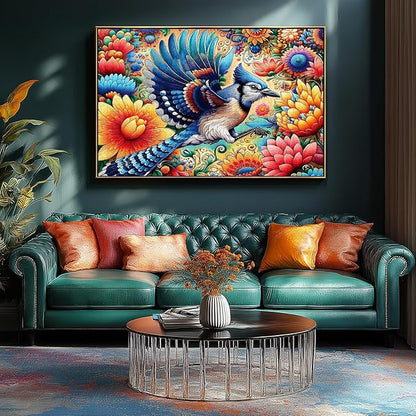 1000 Piece Jigsaw Puzzle for Adults - Colorful Floral & Blue Jay Art Puzzle, 27.5x19.7 Inches Challenging Adult Puzzles for Relaxation, Home Decor & Gift