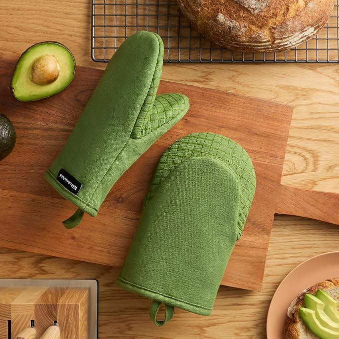 KITCHENAID Gourmet Series Gridlines Mini Oven Mitts 2-Pack Set, Heat Resistant